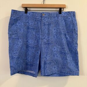 Men’s Peter Millar Blue Flat Front tropical printed Lightweight Cotton shorts
